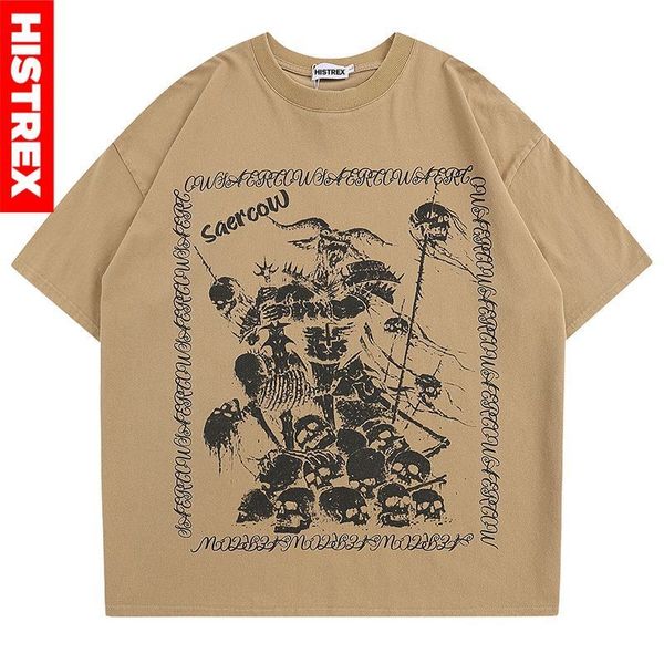 

men's tshirts 223 satanism t shirt men 1 cotton thick tee devil hip hop streetwear gothic short sleeve grunge y2k oversize tshirt 2341, White;black