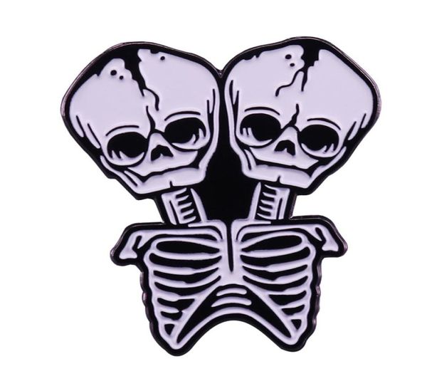 

doubleheaded skeleton pin black white gothic art accessory s10006100762, Blue