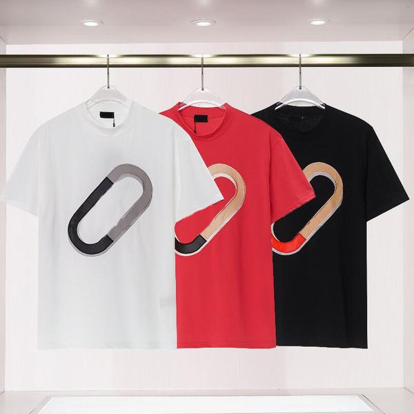 

designer mens womens t shirt pure cotton round neck fashion panelled letters embroidery short-sleeved summer high street loose trend hip-hop, White;black