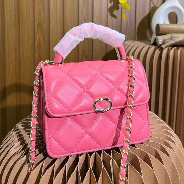 

woman designer mini flap tote bag with handle genuine leather gold metal hardware matelasse chain crossbody shoulder handbags multi pochette