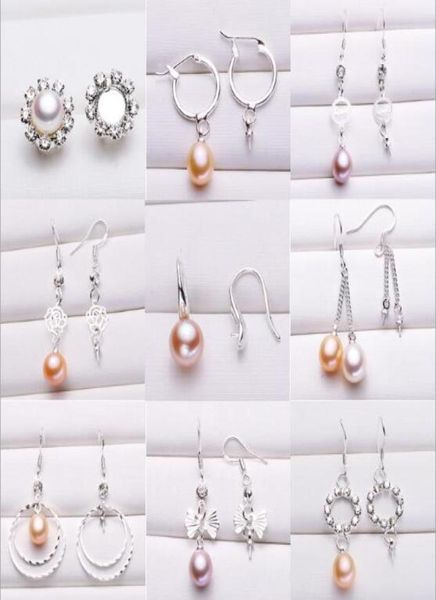 

pearl earrings settings 925 sliver stud earring 16 styles diy pearl earring jewelry settings suitable for pearl 6mm and above chri5292258, Slivery;crystal