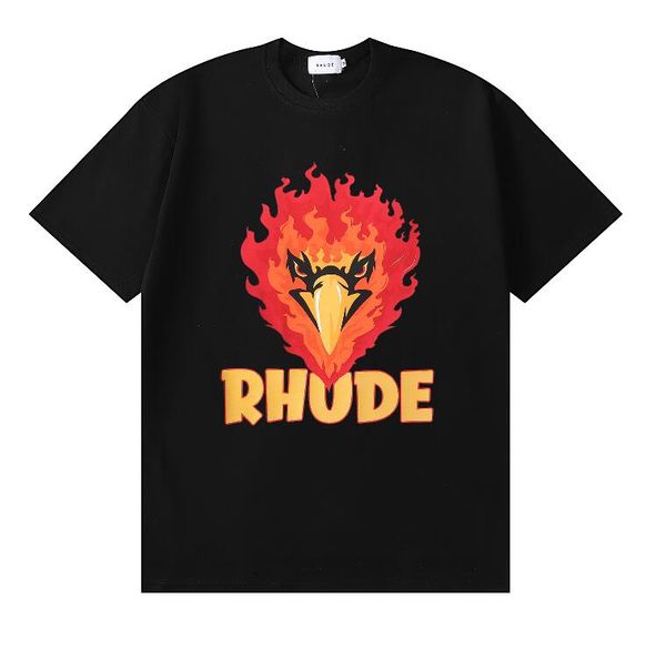 

al445 white black classical rhude designer t shirt summer short sleeve eagle flame men women tshirt tee mens clothes