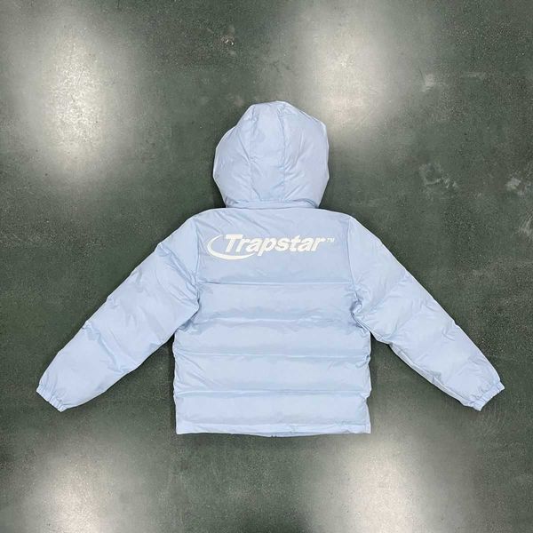

the latest trapstar down cotton jacket for men's ice blue hooded detachable patch embroidery british fashion brand, Black;brown