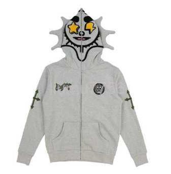 

loose gray ins 3d full-print hoodies zipper sweater autumn and winter 5xl, Black