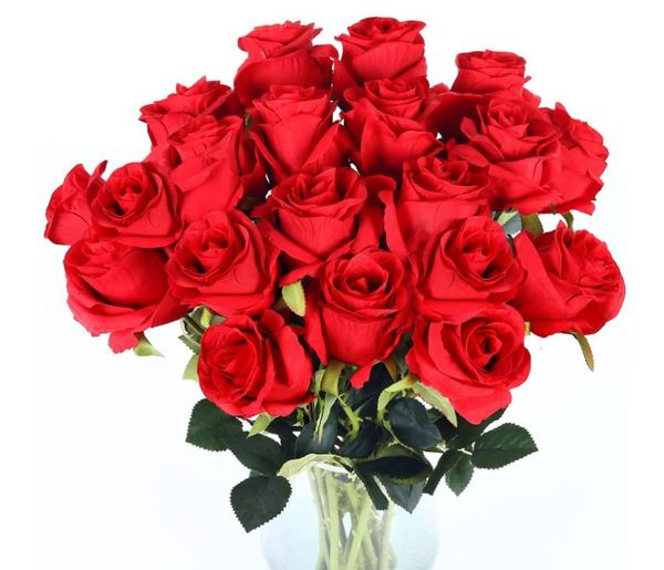Artificial Rose Flowers Silk Long Branch Bouquet for Wedding Home Room Table Centerpiece Decor Fake Plant Wreath Accessory 021241