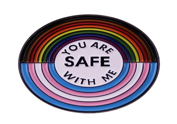 

you are safe with me rainbow flag pride lgbt lovers enamel brooch lapel pins for backpacks badges jewelry decorations s0018111370, Blue