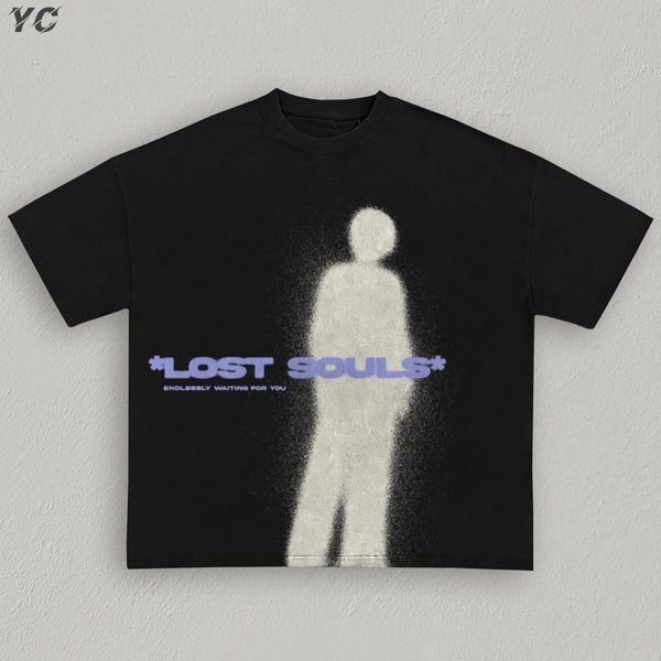 

men's t-shirts oversized men's t-shirts goth lost souls printed short sleeve t shirt fashion cotton t shirt harajuku summer hip h, White;black