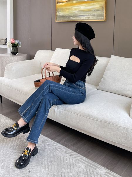 

women's jeans bootcut elastic denim slim jeans mid waistline simple casual style long trousers, Blue