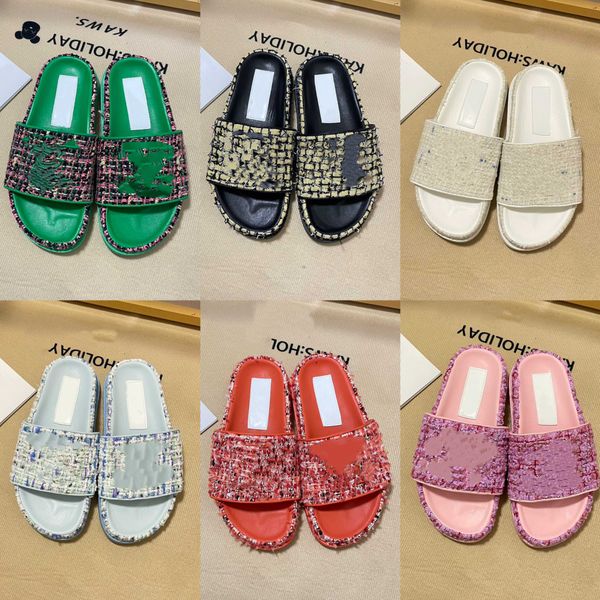 

designer new slippers hoof heightening middle fashion color matching decorative pattern lazy beach cool outdoor women's summer shoes si, Black
