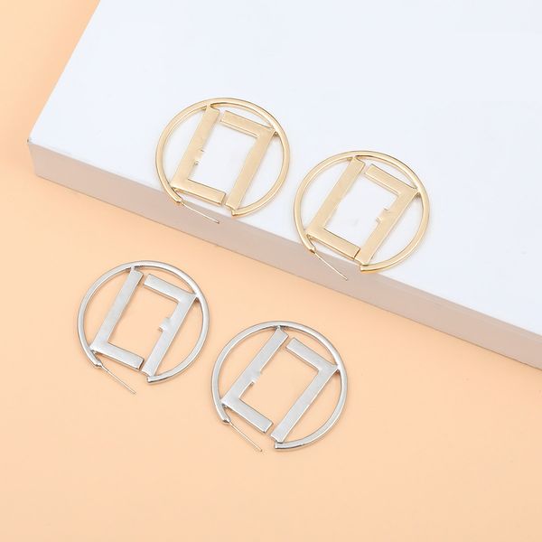 

classic simple style f-letter designer stud earrings earring for women charm wedding gifts jewelry accessory high quality, Golden;silver