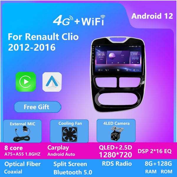 

android 12 ips car player video for renault clio 2012-2016 wifi gps navigation dsp