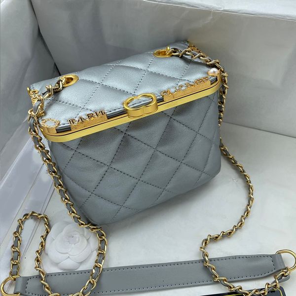 

woman lambskin leather kiss lock bag designer vanity box bags enamel strass gold letter metal hardware crossbody shoulder handbags 3 colors