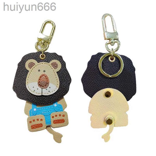 

fashion brand keychains women leather keychain alloy key ring luxury letter shaking head lion pendant couple cartoon doll tiger doll key cha, Silver
