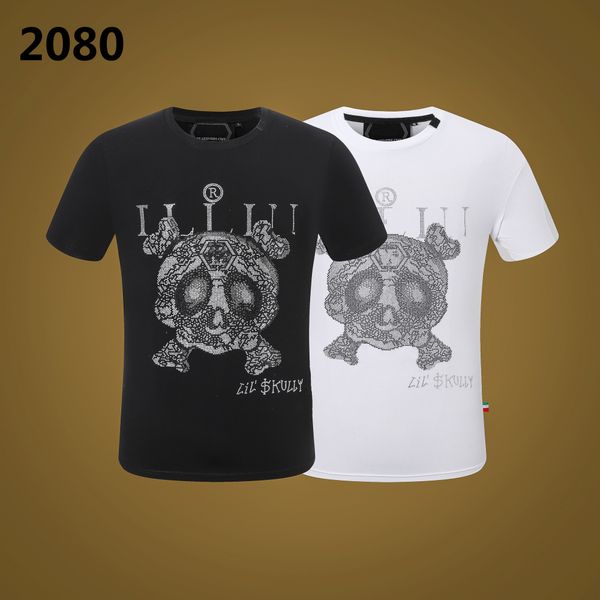 

plein bear t shirt mens designer tshirts brand clothing rhinestone skull men t-shirts classical hip hop streetwear tshirt casual tees pp2080, White;black