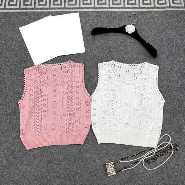 

women tanks camis classic crew neck hollowed out design sleeveless pullover vest solid color elastic fabric comfort joker 2 colors luxury t, White