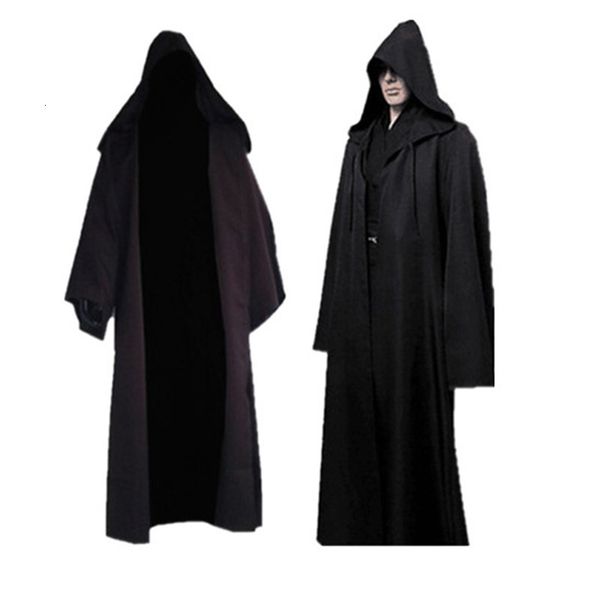 

men's trench coats darth vader cosplay clothes terry jedi black robe knight hoodie cloak halloween costume cape for 230413, Tan;black