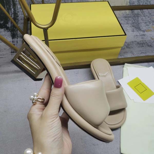 

designer women sandals womens slippers open toe genuine leather wide-band sculpture heel platform shoes size 35-42 with box, Black