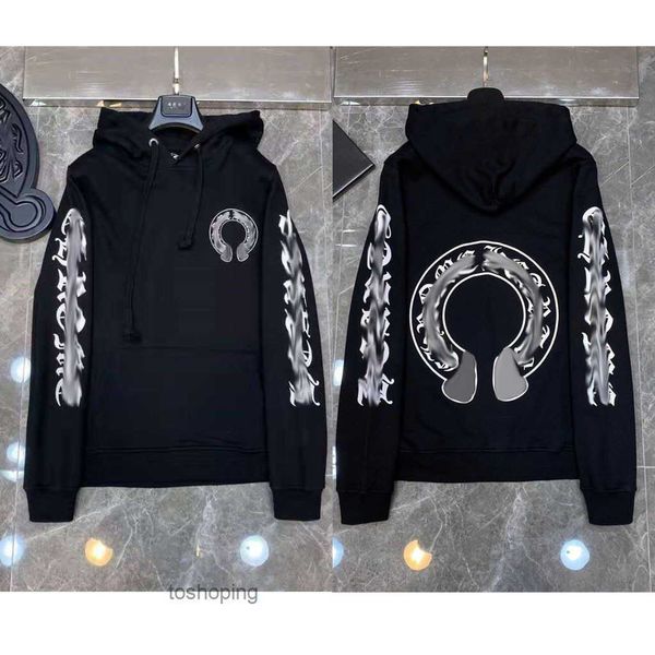 

ch sweatshirts men's winter hoodies print pullover chrome hooded hearts arm quality ch loose chromeheart sanskrit ts2 vdoj, Black