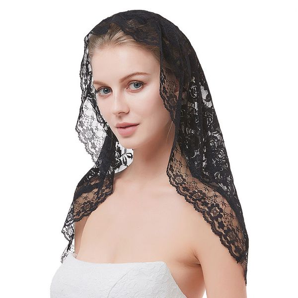 

bridal veils black veil lace catholic church chapel veil head covering