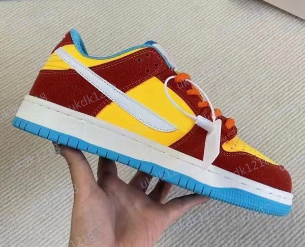 

shoes footwear running dunks low bart simpson bq6817-602 sports sneakers habanero red/white-blue hero mens