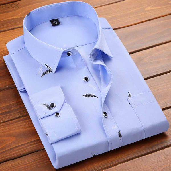 

men's polos fashion print casual mens long sleeve shirt stitching pocket design fabric soft comfortable men dress slim fit button up sh, White;black
