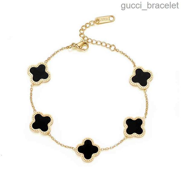

wholale jewelry luxury gift stainls steel 18k gold women lucky flower bracelet, Golden;silver