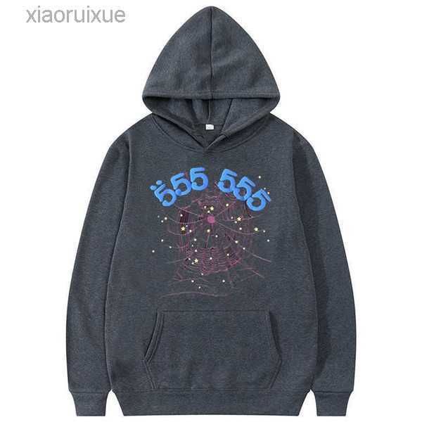 

fashion creativity sp5der 555555 angel number hoodie men women spider web pattern sweatshirt loose clothing y0927 9sho3, Black