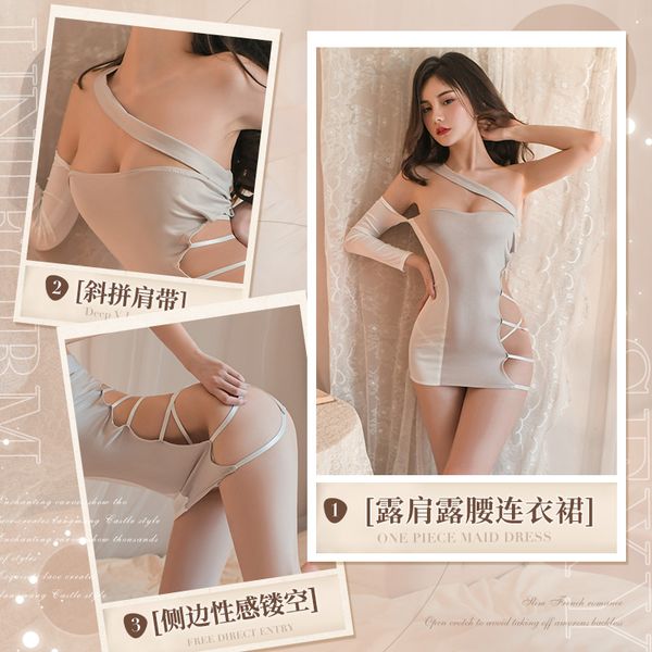 

fabric high-end car model erotic lingerie strapless ultra-short erotic dress model uniform temptation lingerie for women, Black;white