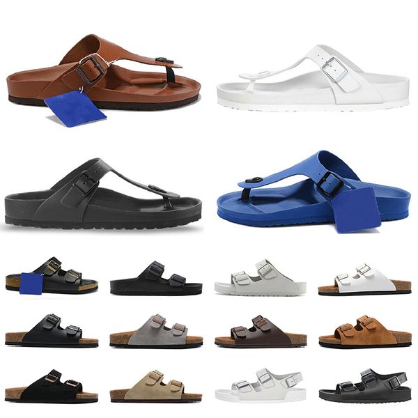 

sandals designer arizona slides boston men women slippers birko-flor nubuck leather suede clogs beach shoes outdoor indoor, Black