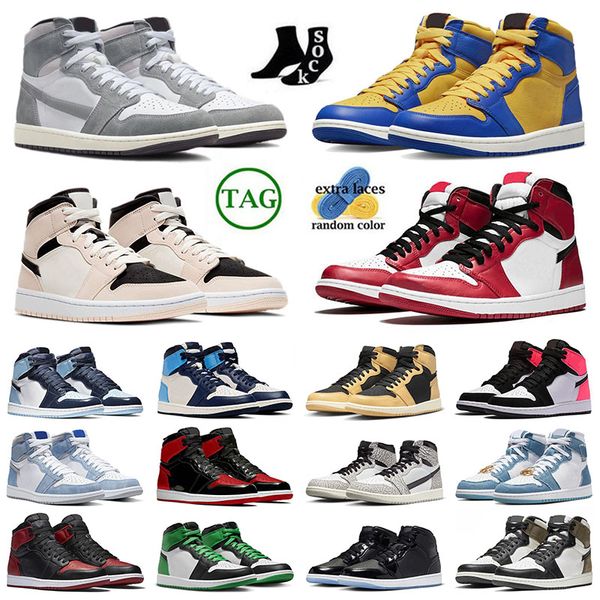 

2023 new fashion mens women sports basketball shoes jumpman 1 1s cream dark chocolate lucky green washed black outdoor sports sneakers desig