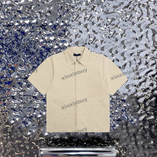 

xinxinbuy men designer tee t shirt 23ss paris emboss letter short sleeve cotton women black white blue gray xs-l, Black;brown