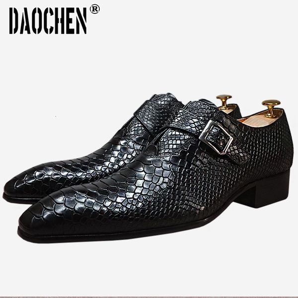 

dress shoes luxury men's loafers dress shoes snake prints formal men casual shoes black brown monk loafers office wedding leather shoes