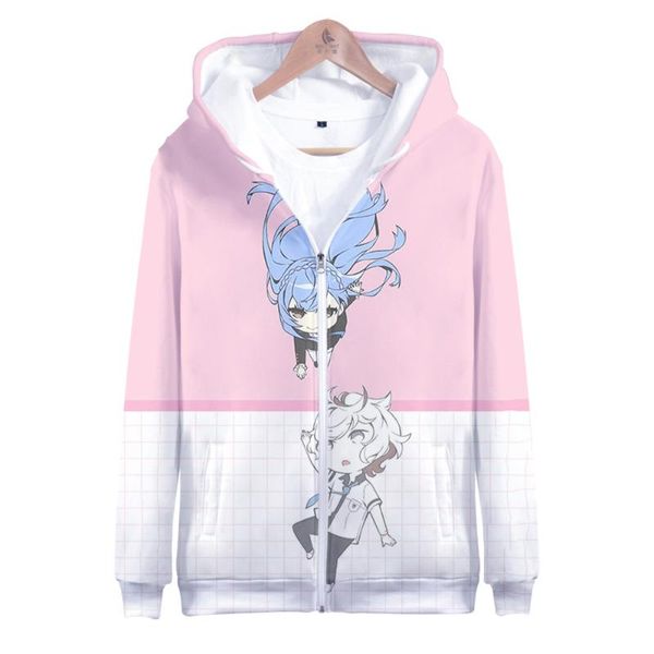 

hoodies sweatshirts kiznaiver zipper 3d long sleeve hooded sweatshirt anime harajuku streetwear zip up clothesmen's, Black
