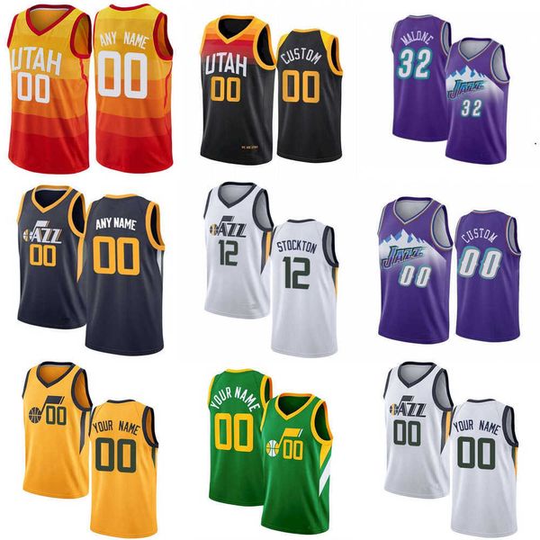 

2023 75th custom mens womens utah''jazz''jersey 3 trent forrest 8 rudy gay 33 elijah hughes 81 miye oni basketball jerse, Black;red