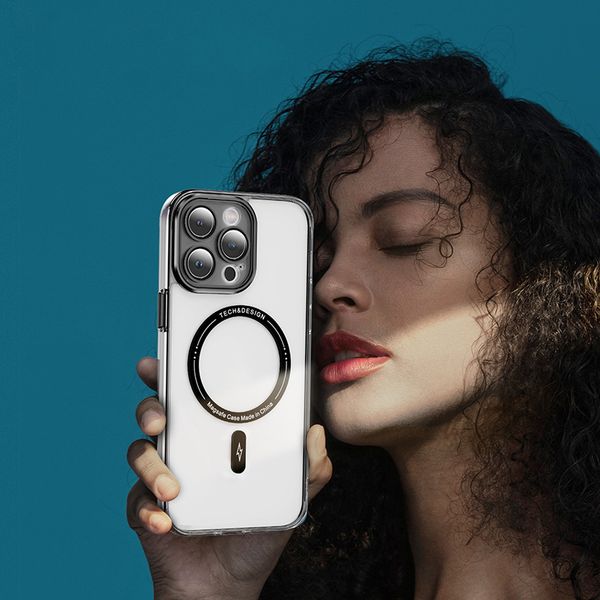 iPhone 15 14 Pro Max Magnetic Phone Case for Apple 13 12 11 Samsung Galaxy S24 S23 Plus High Transparent 2.0 mm Clear Corner-cushioned Metal Button Lens Film Coque Fundas
