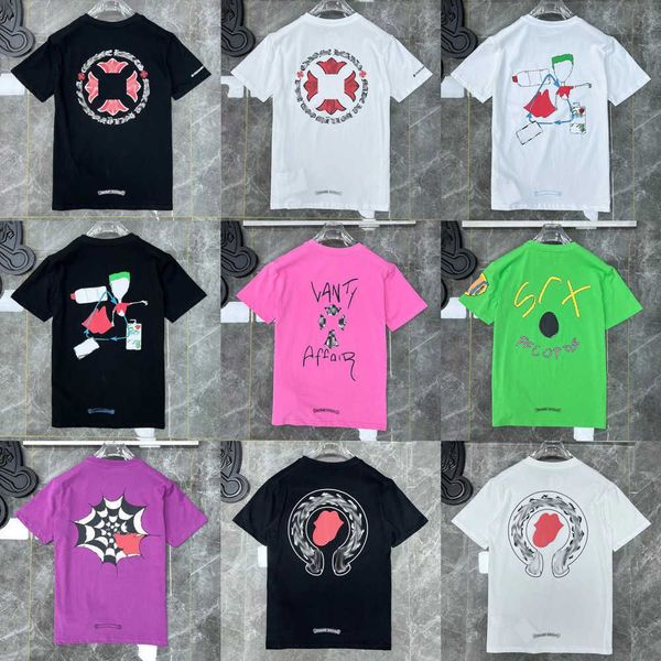 

2023 men's t-shirts luxury fashion t shirt for sale ch brand chromes tees designer women sanskrit couple t-shirt sweatshirt horseshoe f, White;black