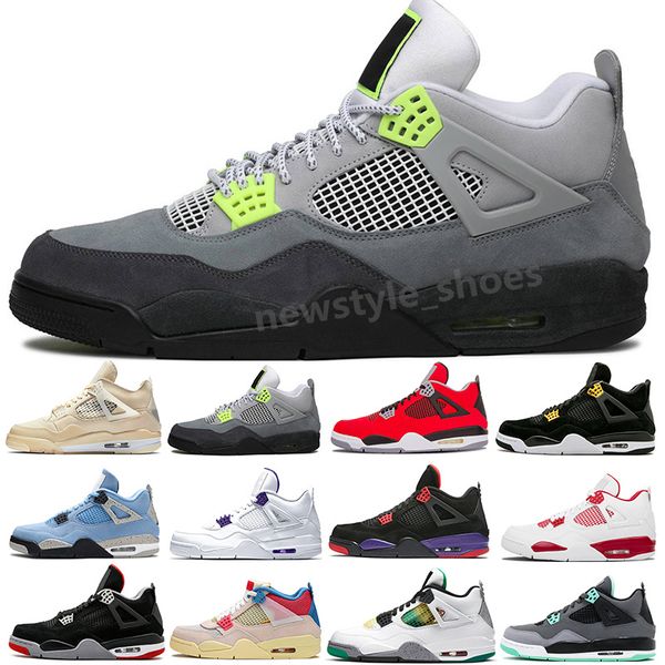 

jumpman box&sock&tag 4 4s mens basketball shoes lightning shimmer university blue white oreo cactus jack taupe haze men trainers sports snea