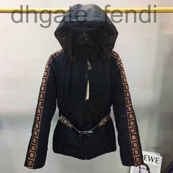 

women's down & parkas designerwomens down jacket classic prakas winter fashion coats with hat belts letter pattern outerwear 8vbi, Black