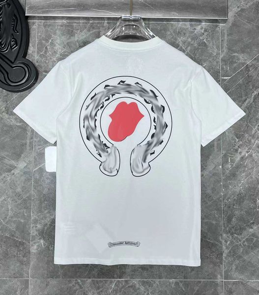 

2023 men's t-shirts luxury fashion t shirt ch brand chromes tees designer women sanskrit couple t-shirt sweatshirt horseshoe flower hea, White;black