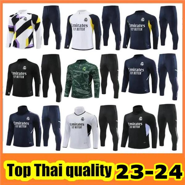 

2023 2024 Real Madrid soccer tracksuit 23 24 Half pulled Long Sleeves football training suit jogging kits Men kids jacket chandal futbol survetement