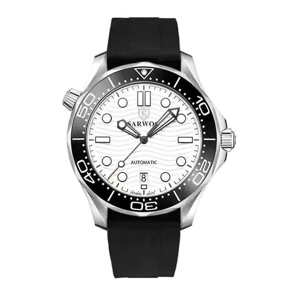 

luxury men seamaster 300 watch 42 mm automatic mechanical designer mens watches montre sapphire glass waterproof watches rubber strap diver, Slivery;brown