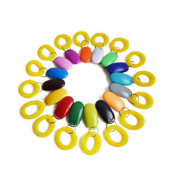

pet button clicker portable pets keychains sound trainer aid guide dog click training tool wristband accessory yfa21696898058, Silver