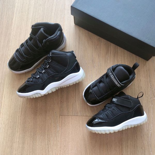

cherry 11s kids shoes td cool grey 11 xi sneaker concord space jam metallic silver pink snakeskin bred legend blue 72-10 children boys girls, Black