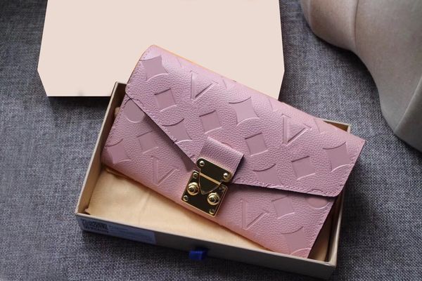 

fashion designer womens wallets luxury metis purses high-quality embossed flower letter empreinte credit card holders ladies envelope money, Red;black