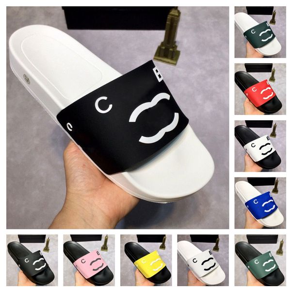 

wholesale slipper paris men women summer sandal c shoes luxury designer flip flops brands letter genuine leather beach flat casual slippers, Black