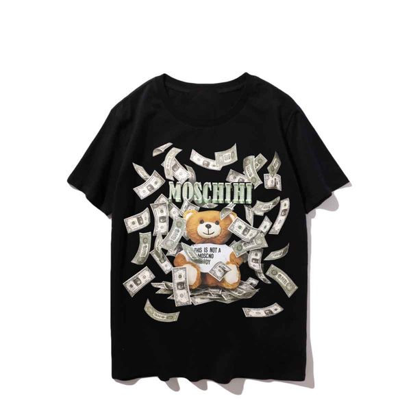 

moschiio designer t shirt men womens casual t shirts fashion men tees spring auumnt brand short sleeve us size s-xxl, White;black