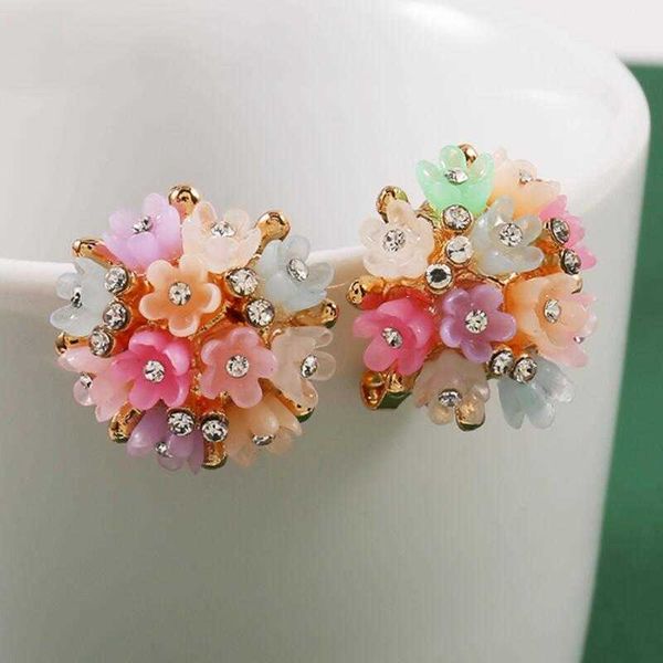 

stud 2022 new colorful flower resin acrylic charms earring gold color circle ear buckle stud earrings for women cute gift jewelry p230411, Golden;silver