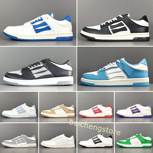 

skel hi low bandana sneakers luxury designer men women shoes leather bones applique upper eva footbed low-high-sport shoe fashionable b5, White;red