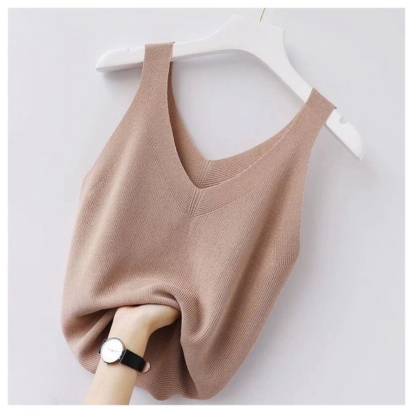 

camisoles tanks casaul camisole women wear a sleeveless ice silk inside bottom and wear the korean v-neck vertical stripes slim tank 230413, Black;white