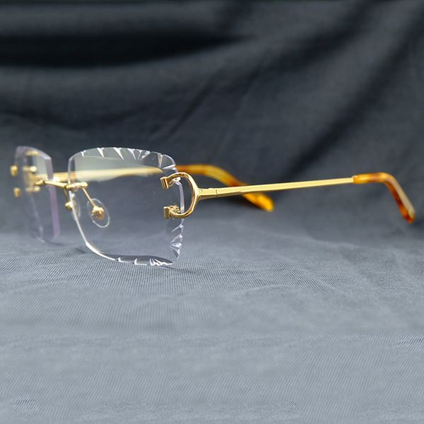 

y2k diamond cut sunglasses rimless luxury desinger carter sun glasses vintage rimless wire c shades for men and women hiphop lentes de sol m, Black